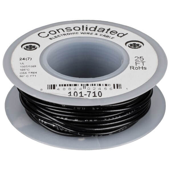 Main product image for Consolidated Stranded 24 AWG Hook-Up Wire 25 ft. Bla 101-710